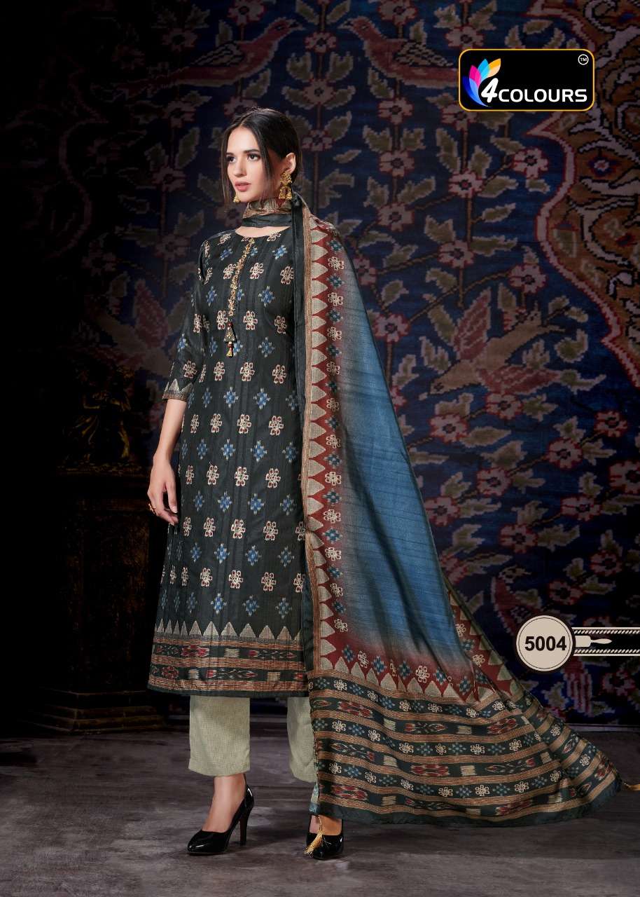 RAJWADI BY 4 COLOURS 5001 TO 5005 SERIES BEAUTIFUL STYLISH PAKISATNI SUITS FANCY COLORFUL CASUAL WEAR & ETHNIC WEAR & READY TO WEAR PURE HANDLOOM DIGITAL PRINTED DRESSES AT WHOLESALE PRICE