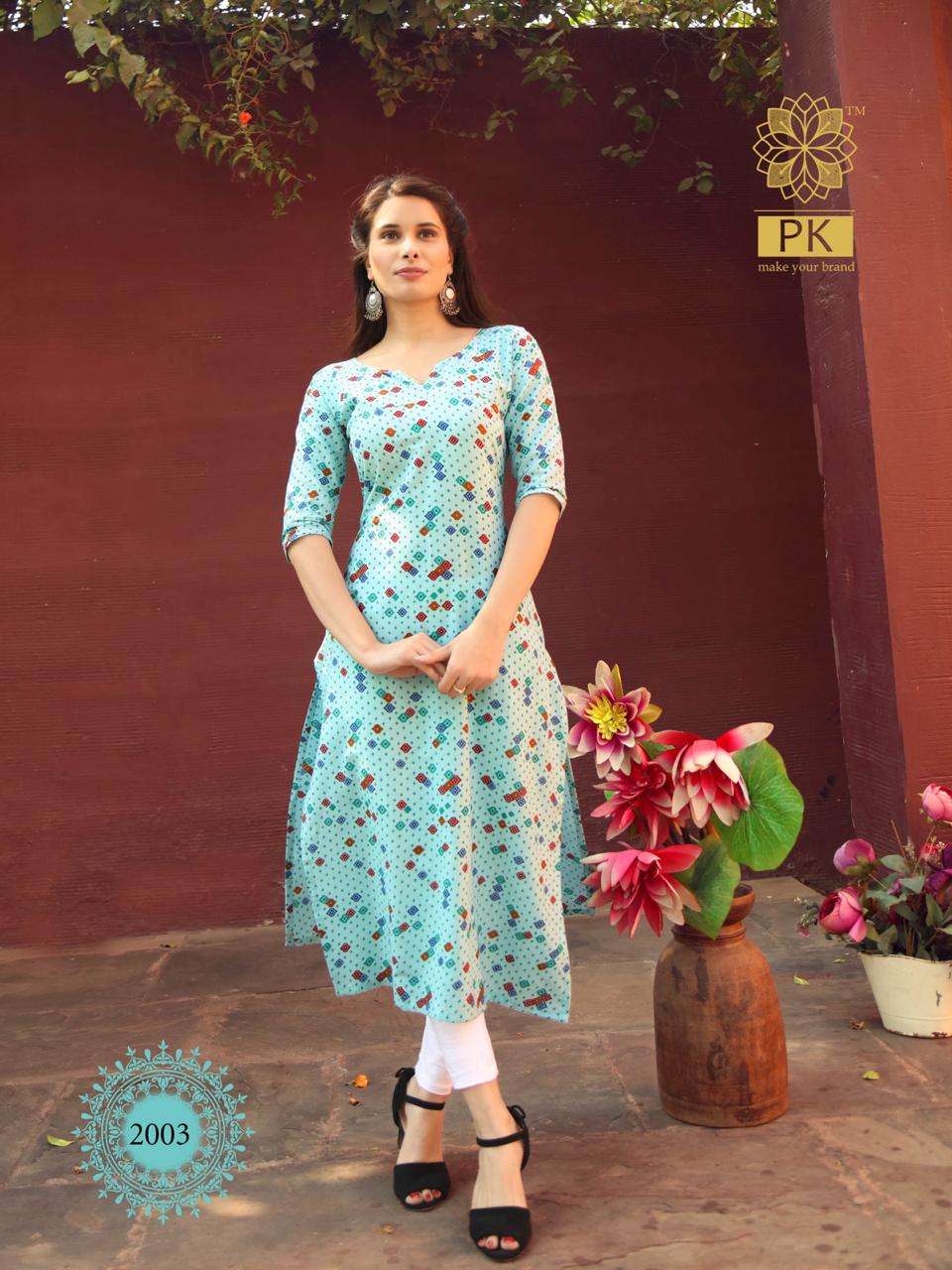 FASHION TREND VOL-2 BY PK 2001 TO 2007 SERIES STYLISH FANCY BEAUTIFUL COLORFUL CASUAL WEAR & ETHNIC WEAR HEAVY COTTON KURTIS AT WHOLESALE PRICE