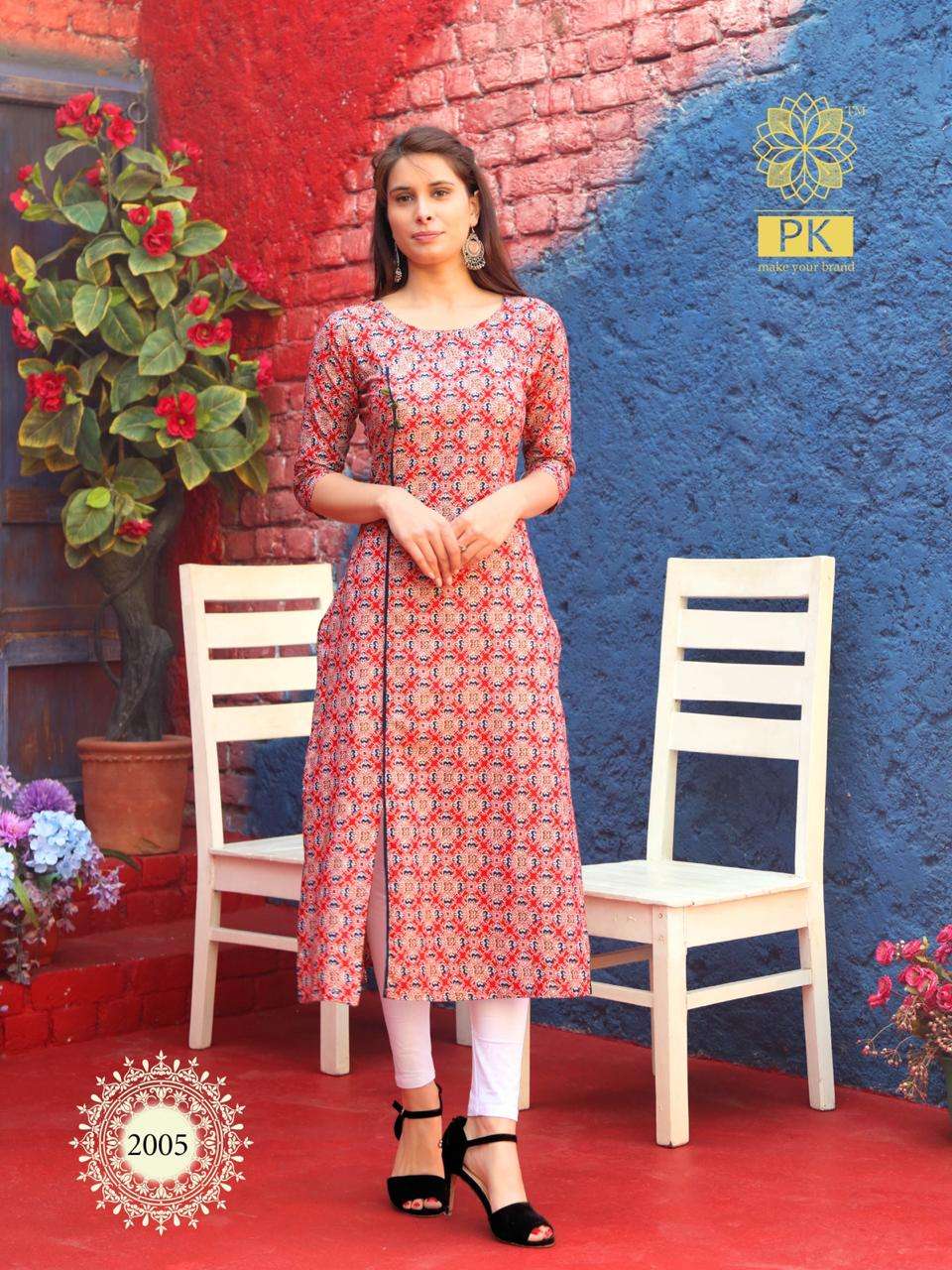 FASHION TREND VOL-2 BY PK 2001 TO 2007 SERIES STYLISH FANCY BEAUTIFUL COLORFUL CASUAL WEAR & ETHNIC WEAR HEAVY COTTON KURTIS AT WHOLESALE PRICE
