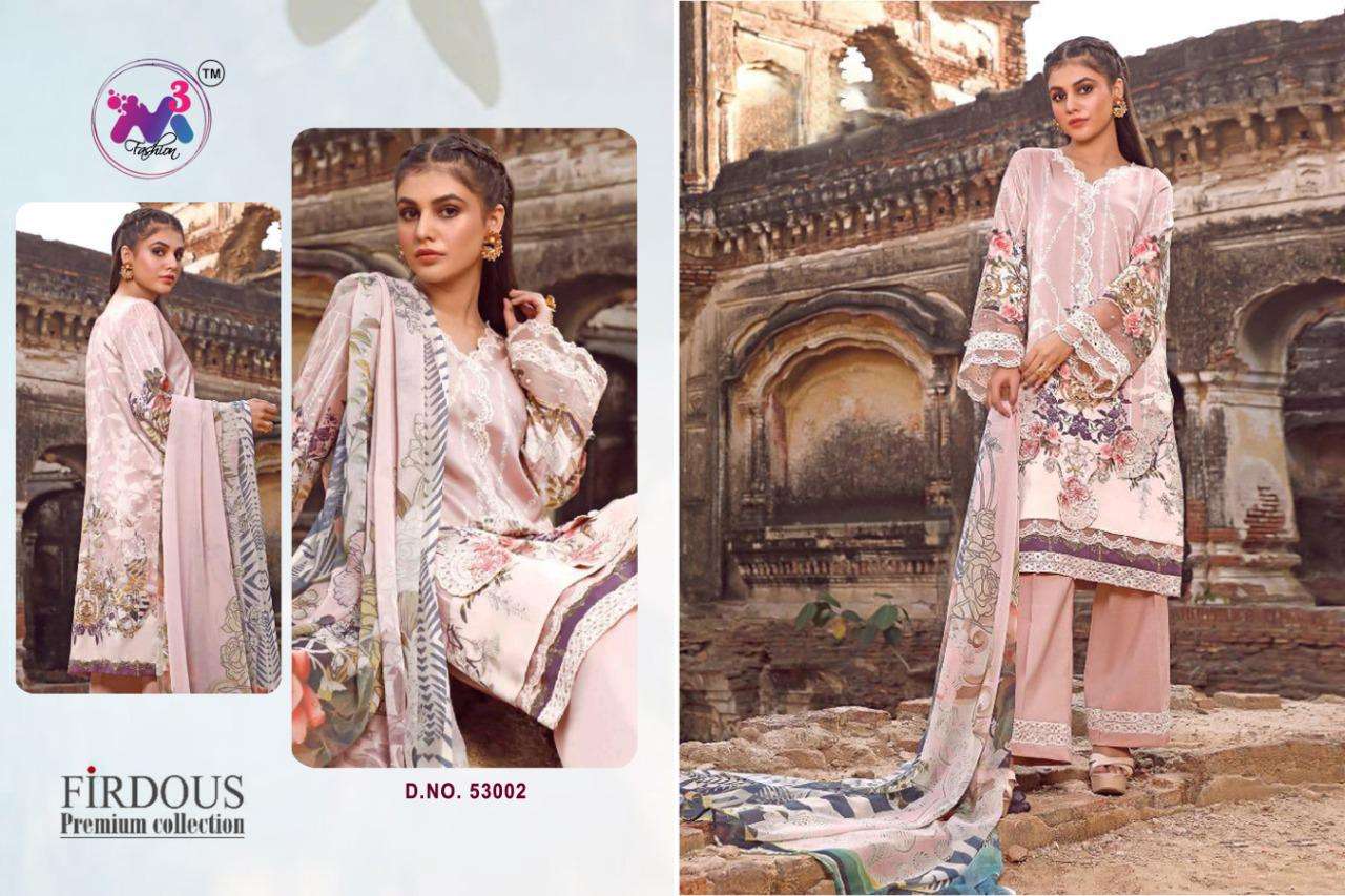 FIRDOUS PREMIUM COLLECTION BY M3 FASHION 53001 TO 53004 SERIES DESIGNER BEAUTIFUL SUITS COLORFUL STYLISH FANCY CASUAL WEAR & ETHNIC WEAR PURE JAM COTTON PRINT WITH EMBROIDERED DRESSES AT WHOLESALE PRICE