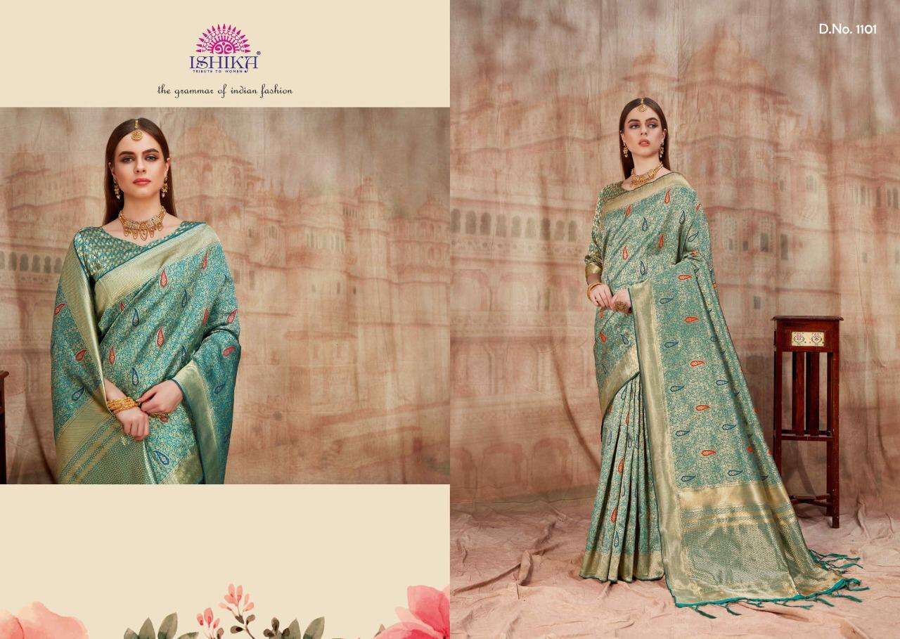 DREAM COLLECTION BY ISHIKA 1101 TO 1108 SERIES INDIAN TRADITIONAL WEAR COLLECTION BEAUTIFUL STYLISH FANCY COLORFUL PARTY WEAR & OCCASIONAL WEAR RICH SILK SAREES AT WHOLESALE PRICE