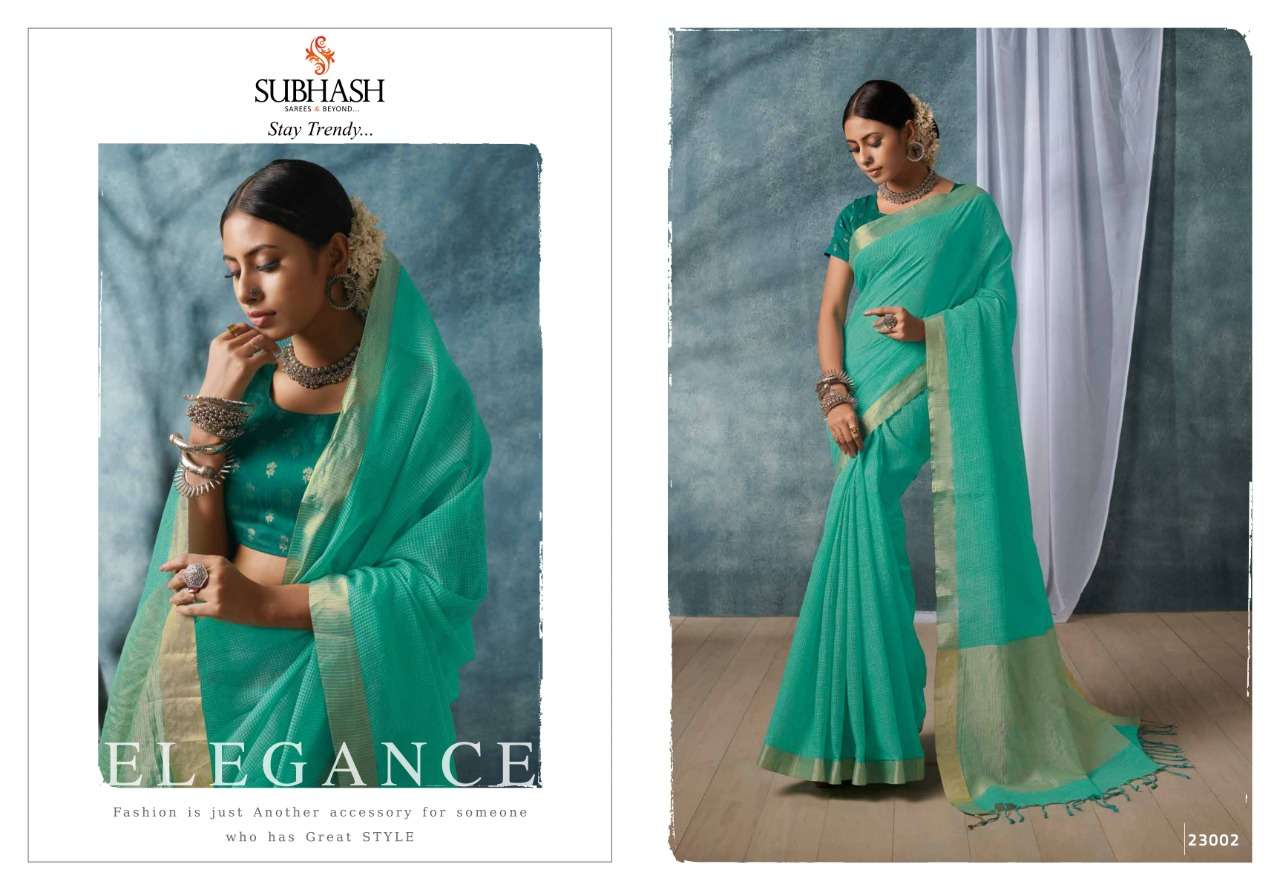 AURA VOL-2 BY SUBHASH SAREES 23001 TO 23008 SERIES INDIAN TRADITIONAL WEAR COLLECTION BEAUTIFUL STYLISH FANCY COLORFUL PARTY WEAR & OCCASIONAL WEAR LINEN SAREES AT WHOLESALE PRICE