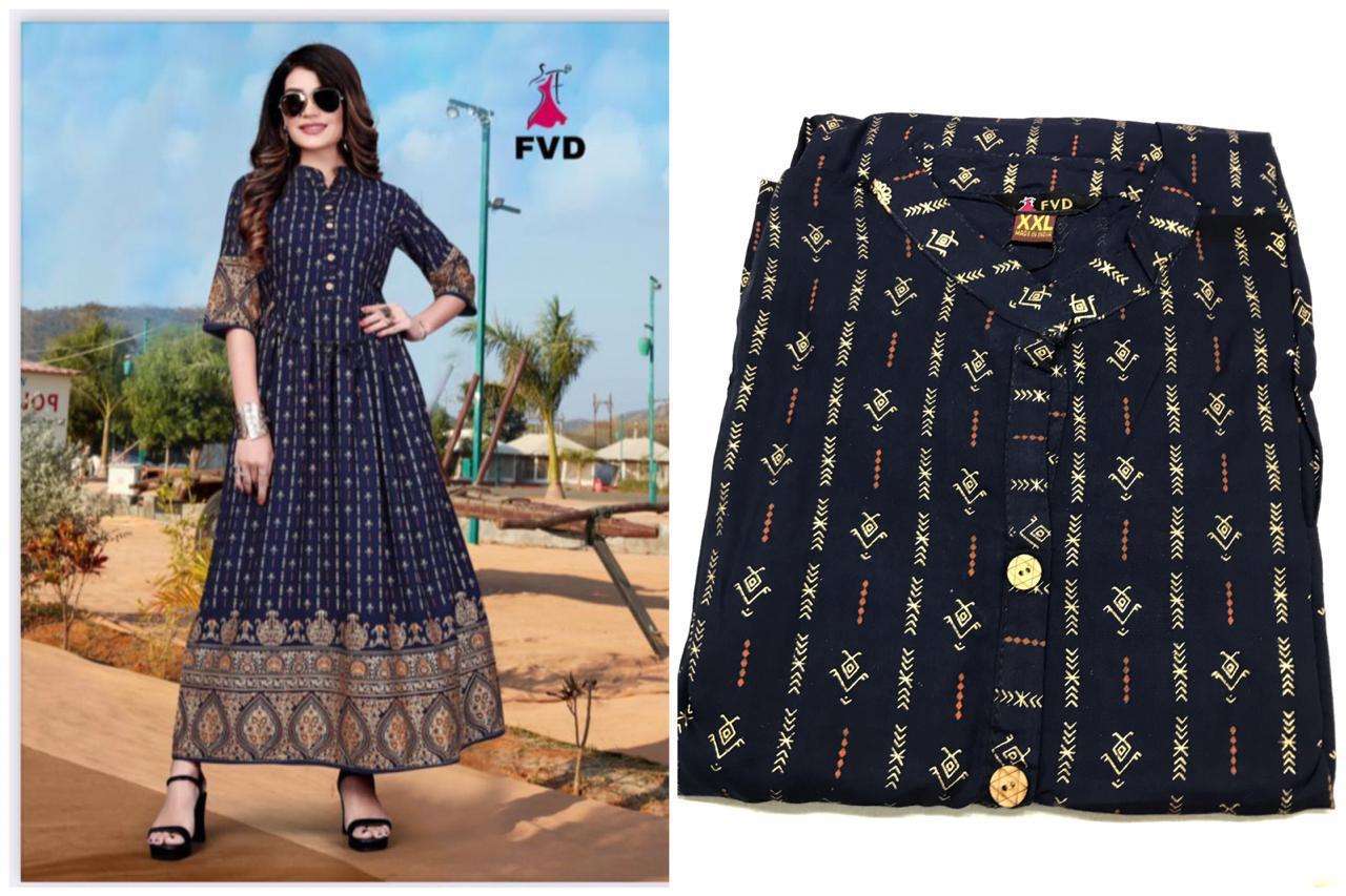 RANG VOL-3 BY FVD 145 TO 154 BEAUTIFUL STYLISH FANCY COLORFUL CASUAL WEAR & ETHNIC WEAR & READY TO WEAR RAYON PRINTED GOWNS AT WHOLESALE PRICE