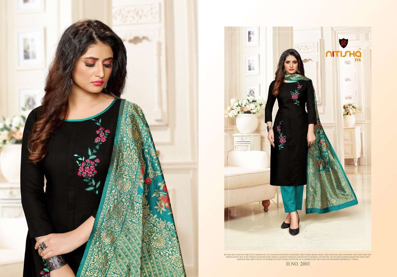 FEMINA VOL-2 BY NITISHA NX 2001 TO 2006 SERIES DESIGNER BEAUTIFUL SUITS COLORFUL STYLISH FANCY CASUAL WEAR & ETHNIC WEAR HEAVY COTTON SLUB WORK DRESSES AT WHOLESALE PRICE