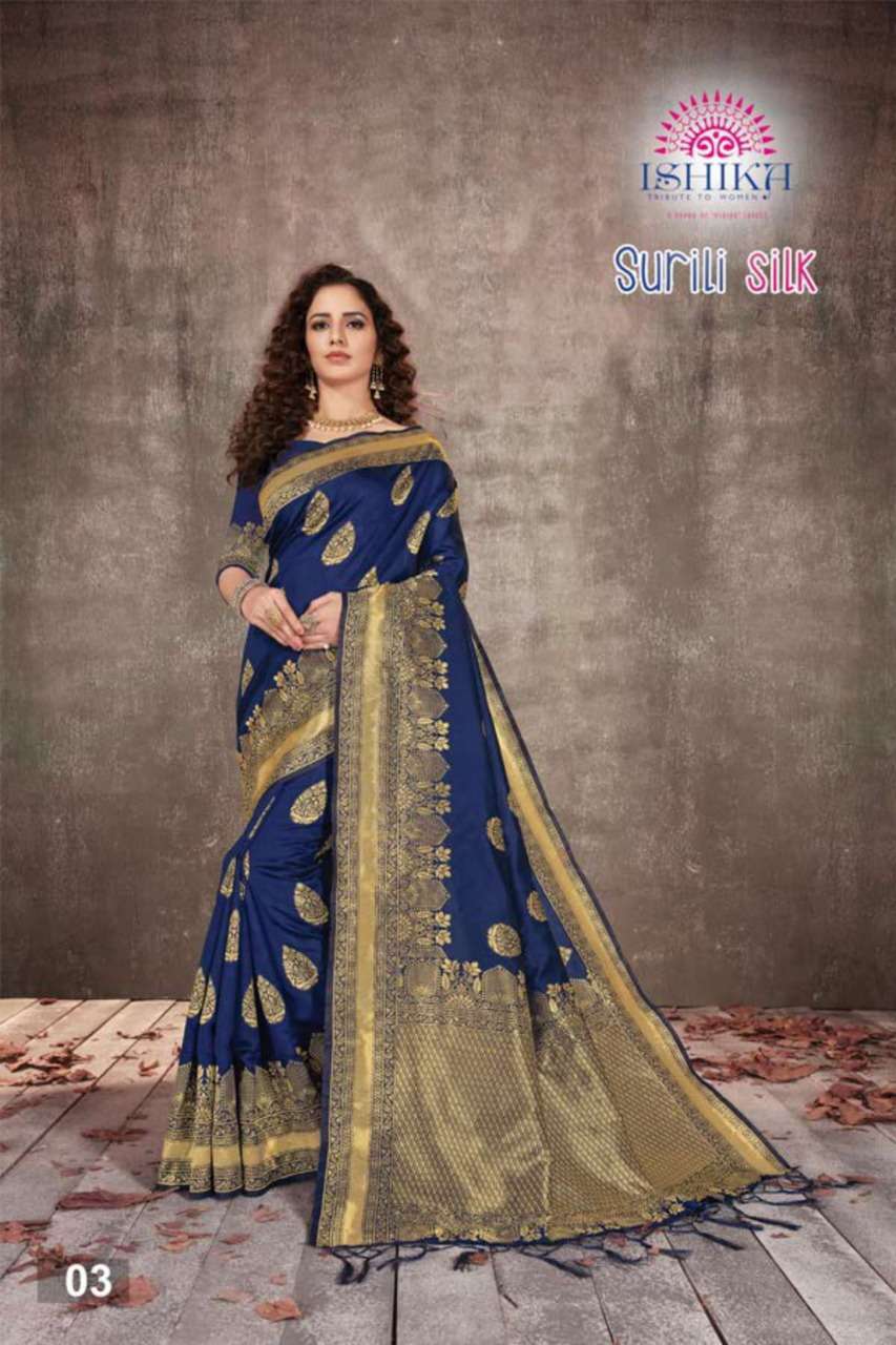 SURILI SILK BY ISHIKA 01 TO 06 SERIES INDIAN TRADITIONAL WEAR COLLECTION BEAUTIFUL STYLISH FANCY COLORFUL PARTY WEAR & OCCASIONAL WEAR SILK SAREES AT WHOLESALE PRICE