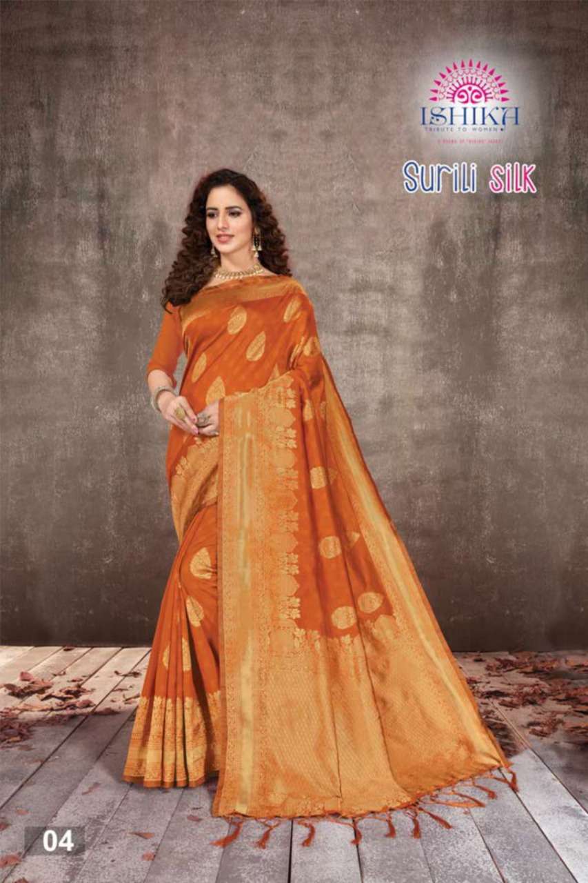 SURILI SILK BY ISHIKA 01 TO 06 SERIES INDIAN TRADITIONAL WEAR COLLECTION BEAUTIFUL STYLISH FANCY COLORFUL PARTY WEAR & OCCASIONAL WEAR SILK SAREES AT WHOLESALE PRICE