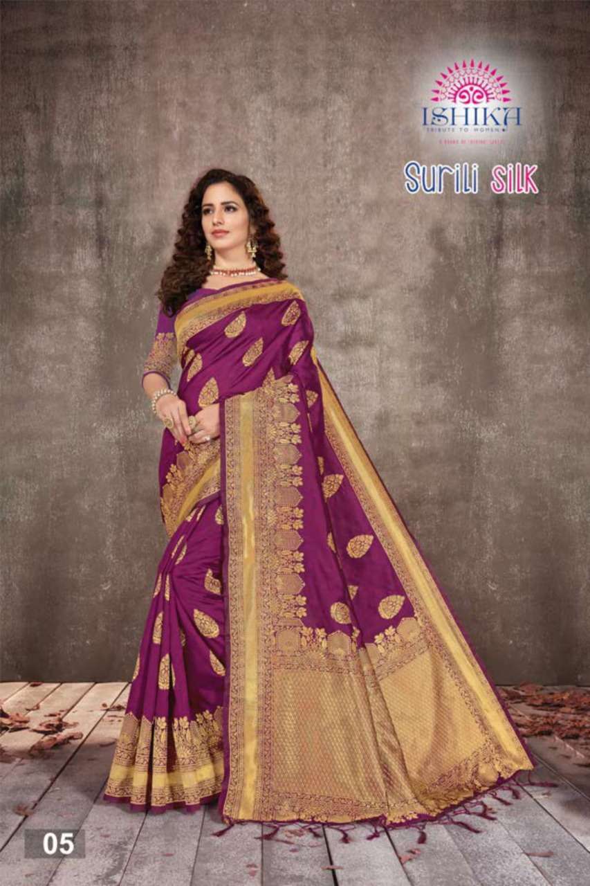 SURILI SILK BY ISHIKA 01 TO 06 SERIES INDIAN TRADITIONAL WEAR COLLECTION BEAUTIFUL STYLISH FANCY COLORFUL PARTY WEAR & OCCASIONAL WEAR SILK SAREES AT WHOLESALE PRICE