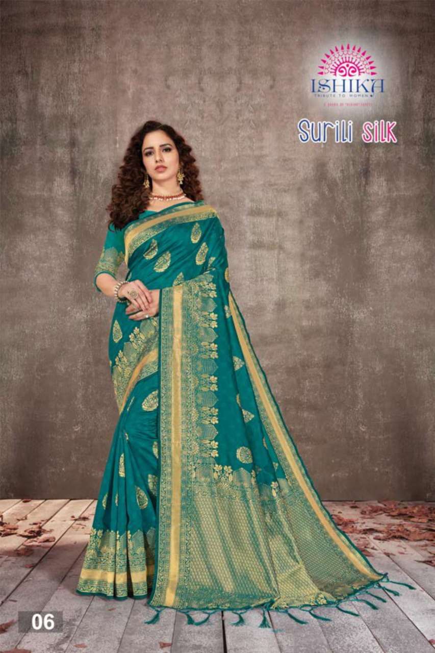 SURILI SILK BY ISHIKA 01 TO 06 SERIES INDIAN TRADITIONAL WEAR COLLECTION BEAUTIFUL STYLISH FANCY COLORFUL PARTY WEAR & OCCASIONAL WEAR SILK SAREES AT WHOLESALE PRICE