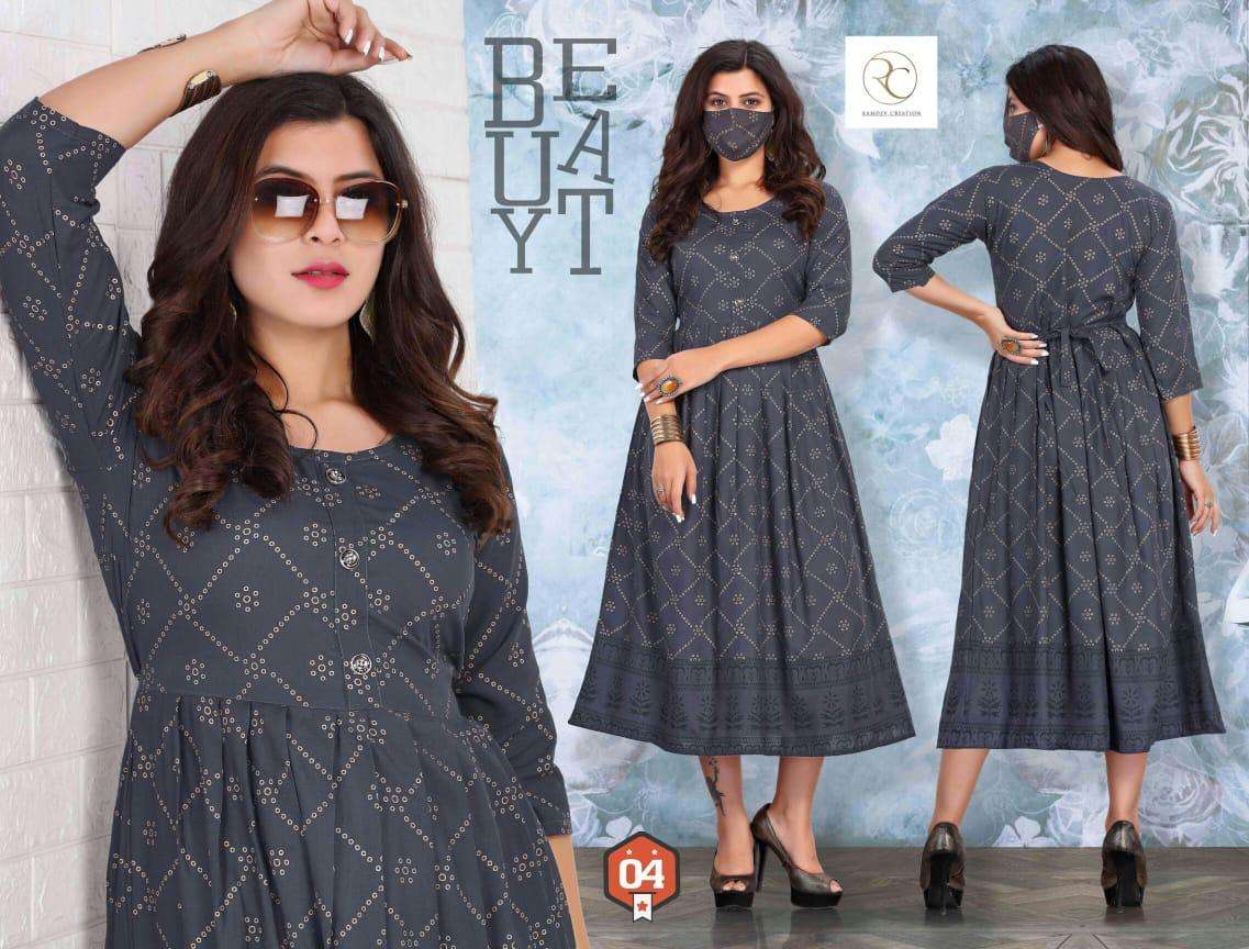 GOLDY BY RC 01 TO 08 SERIES BEAUTIFUL STYLISH FANCY COLORFUL CASUAL WEAR & ETHNIC WEAR HEAVY RAYON PRINT KURTIS AT WHOLESALE PRICE