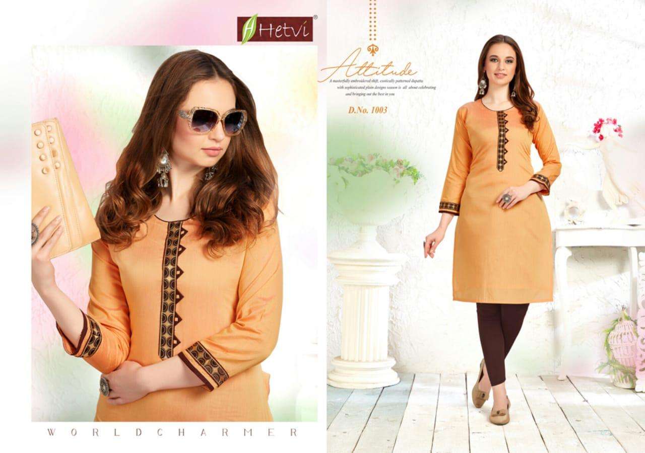 NAZRANA BY HETVI 1001 TO 1008 SERIES STYLISH FANCY BEAUTIFUL COLORFUL CASUAL WEAR & ETHNIC WEAR SATURI SILK KURTIS AT WHOLESALE PRICE