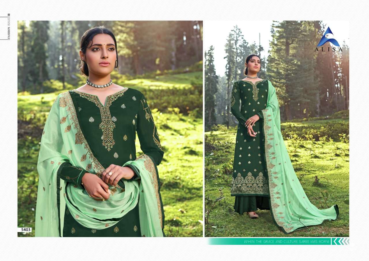 MAHERA BY ALISA 5401 TO 5406 SERIES DESIGNER SHARARA SUITS BEAUTIFUL STYLISH FANCY COLORFUL PARTY WEAR & OCCASIONAL WEAR JACQUARD SILK HANDWORK DRESSES AT WHOLESALE PRICE