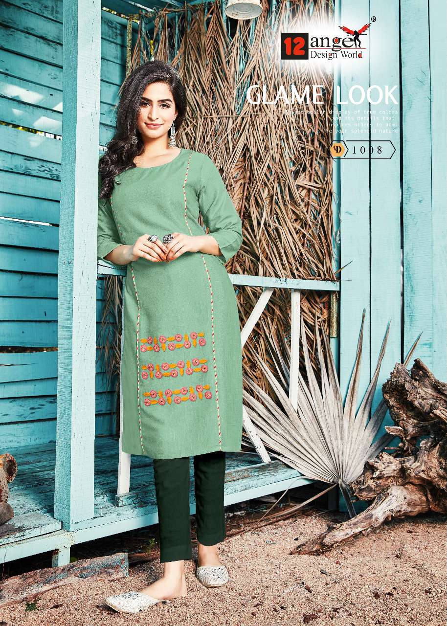 LIME BY 12 ANGEL 1001 TO 1008 SERIES STYLISH FANCY BEAUTIFUL COLORFUL CASUAL WEAR & ETHNIC WEAR RAYON SLUB EMBROIDERED KURTIS AT WHOLESALE PRICE