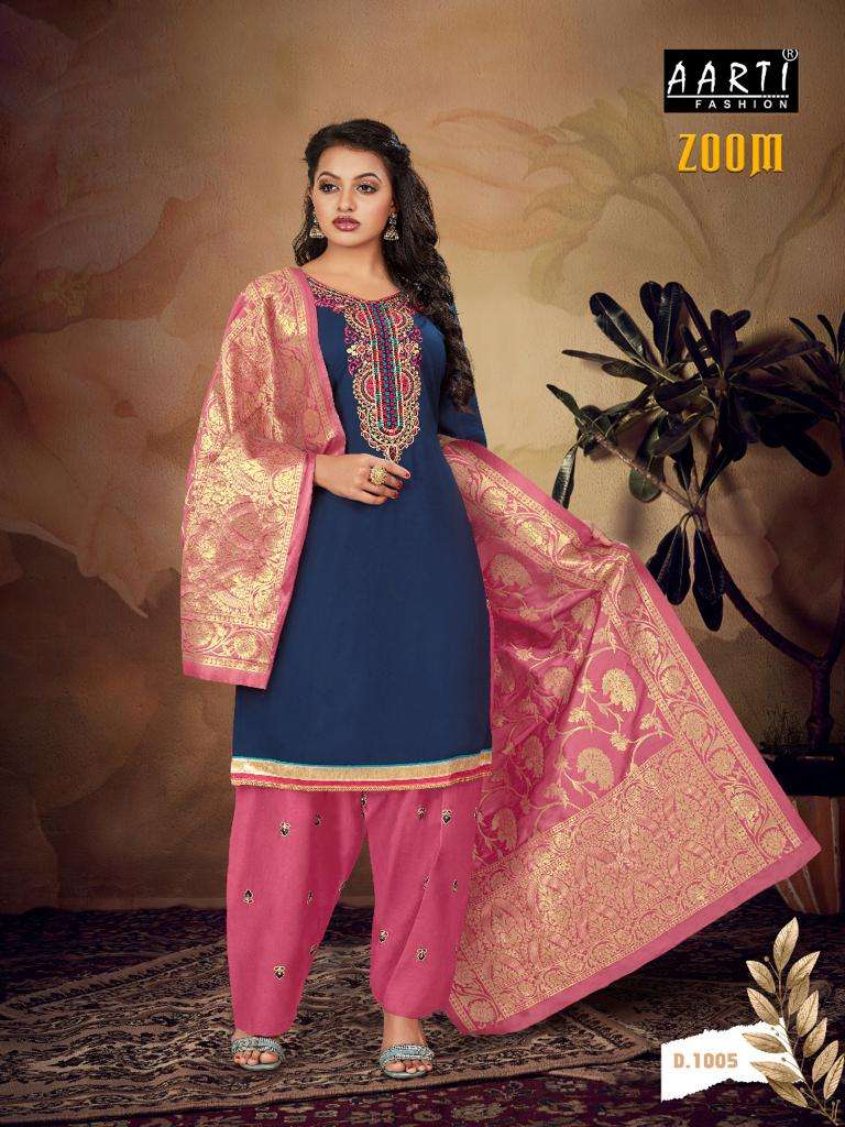 ZOOM BY AARTI FASHION 1001 TO 1006 SERIES BEAUTIFUL SUITS STYLISH FANCY COLORFUL PARTY WEAR & OCCASIONAL WEAR RAYON COTTON EMBROIDERED DRESSES AT WHOLESALE PRICE
