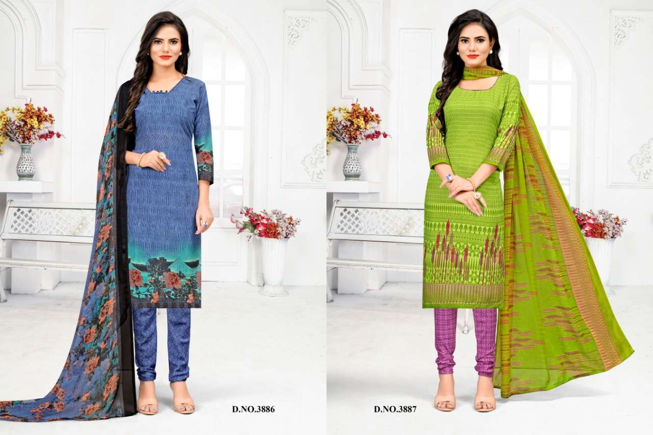 PEARL BY VISHNU PRINTS 3885 TO 3896 SERIES INDIAN TRADITIONAL WEAR COLLECTION BEAUTIFUL STYLISH FANCY COLORFUL PARTY WEAR & OCCASIONAL WEAR LEYON DRESSES AT WHOLESALE PRICE
