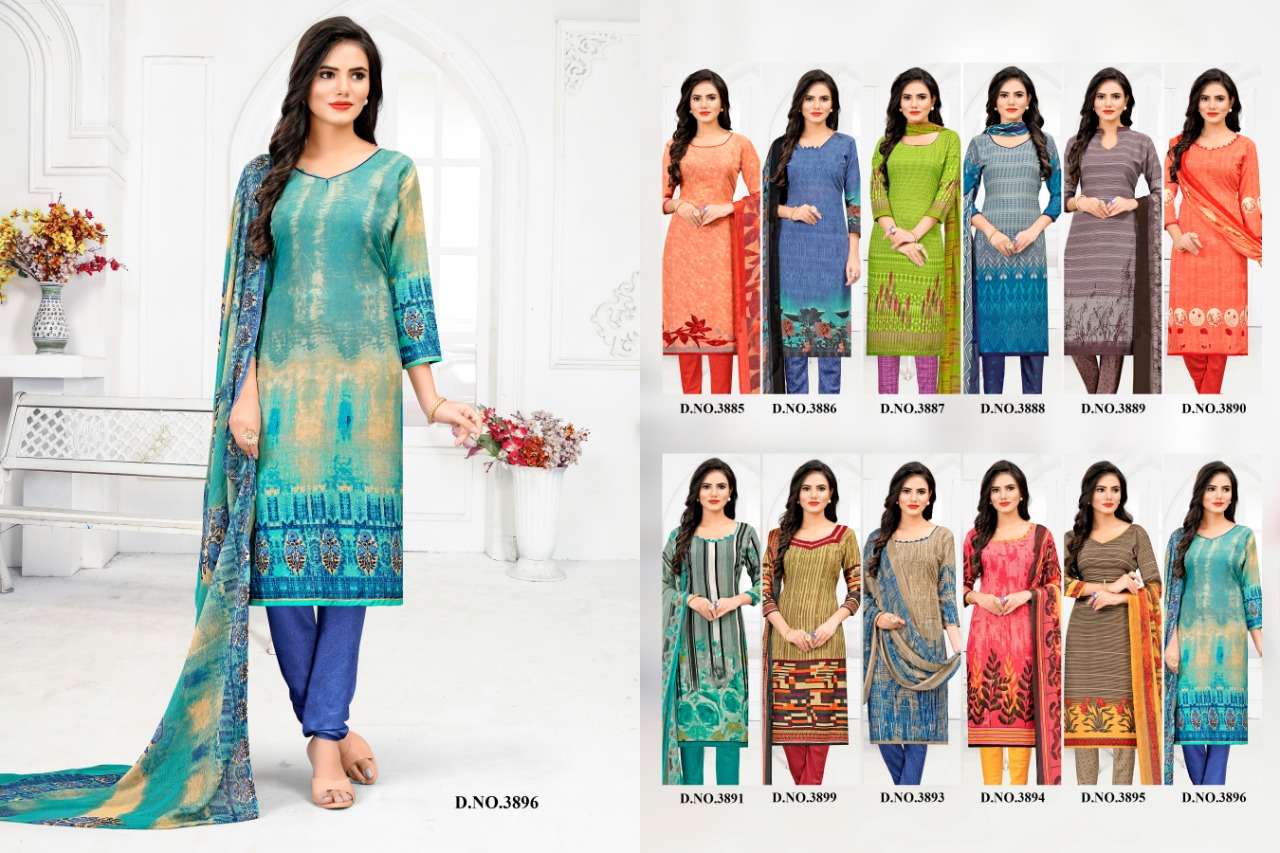 PEARL BY VISHNU PRINTS 3885 TO 3896 SERIES INDIAN TRADITIONAL WEAR COLLECTION BEAUTIFUL STYLISH FANCY COLORFUL PARTY WEAR & OCCASIONAL WEAR LEYON DRESSES AT WHOLESALE PRICE