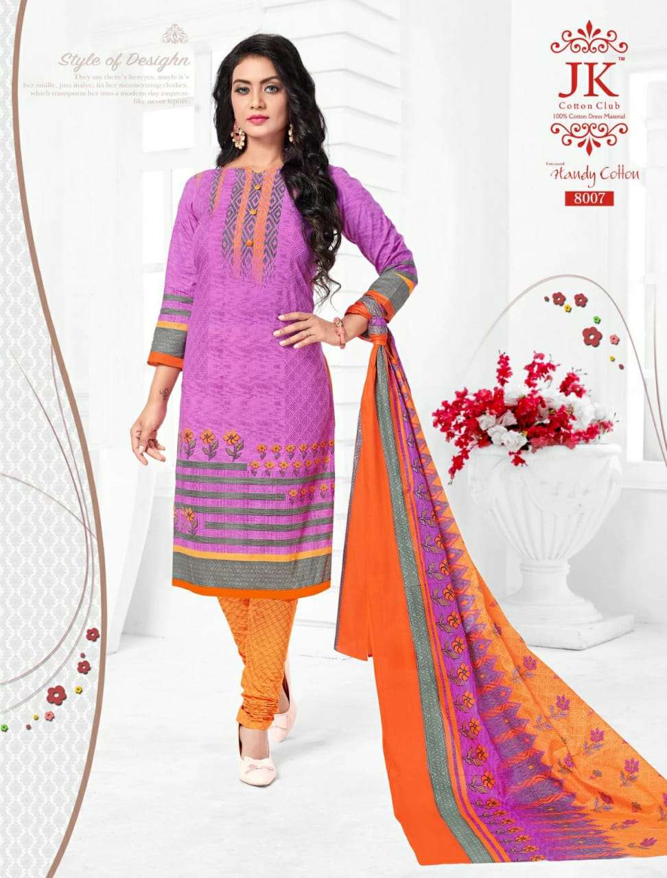 HANDY COTTON VOL-8 BY JK COTTON CLUB 8001 TO 8012 SERIES BEAUTIFUL SUITS STYLISH FANCY COLORFUL PARTY WEAR & OCCASIONAL WEAR PURE COTTON PRINTED DRESSES AT WHOLESALE PRICE