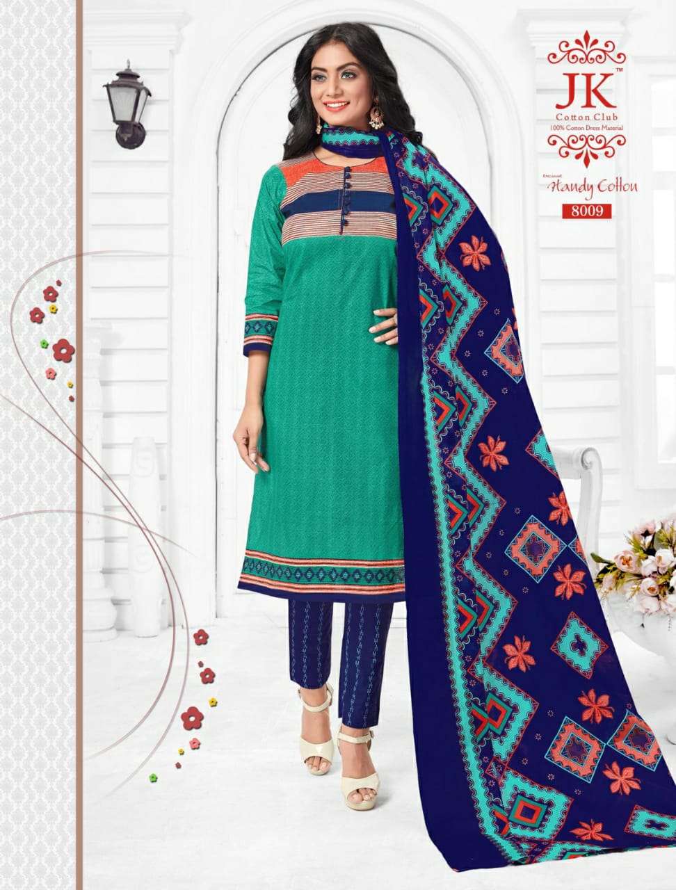 HANDY COTTON VOL-8 BY JK COTTON CLUB 8001 TO 8012 SERIES BEAUTIFUL SUITS STYLISH FANCY COLORFUL PARTY WEAR & OCCASIONAL WEAR PURE COTTON PRINTED DRESSES AT WHOLESALE PRICE