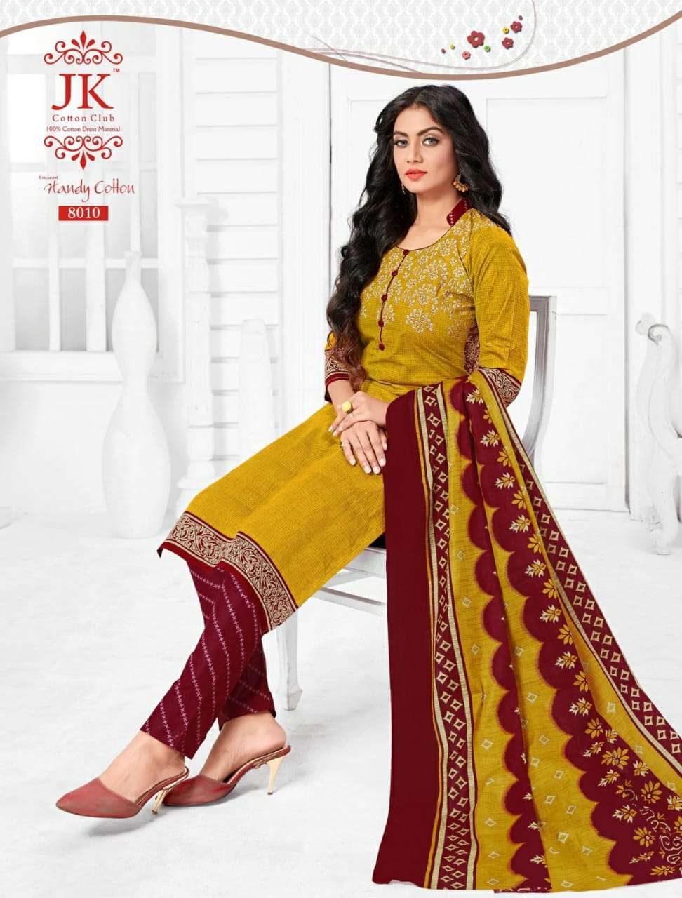HANDY COTTON VOL-8 BY JK COTTON CLUB 8001 TO 8012 SERIES BEAUTIFUL SUITS STYLISH FANCY COLORFUL PARTY WEAR & OCCASIONAL WEAR PURE COTTON PRINTED DRESSES AT WHOLESALE PRICE