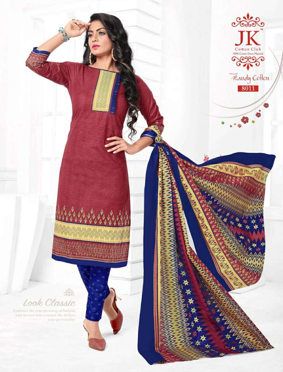HANDY COTTON VOL-8 BY JK COTTON CLUB 8001 TO 8012 SERIES BEAUTIFUL SUITS STYLISH FANCY COLORFUL PARTY WEAR & OCCASIONAL WEAR PURE COTTON PRINTED DRESSES AT WHOLESALE PRICE
