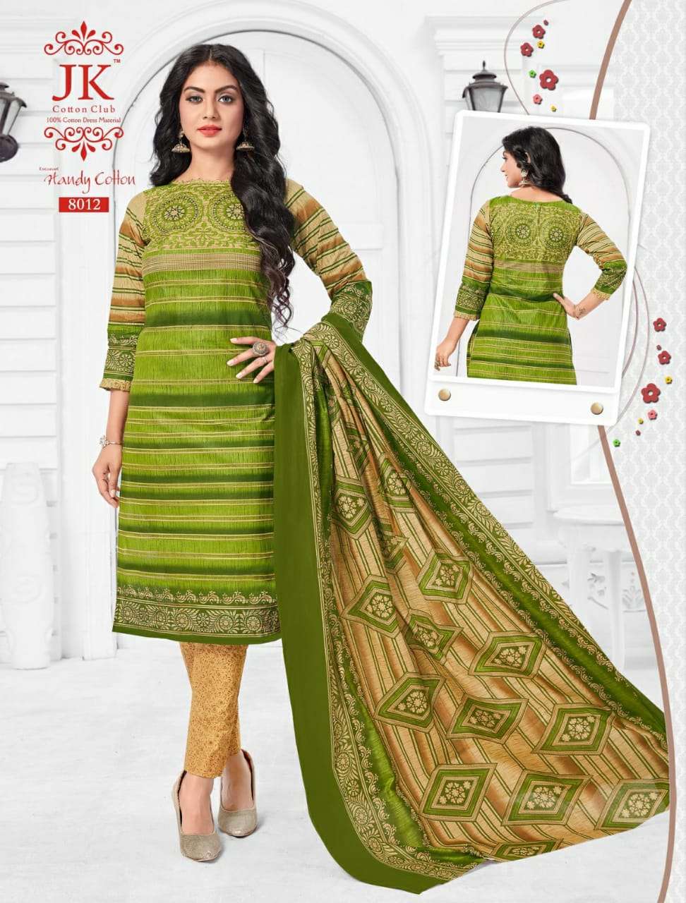 HANDY COTTON VOL-8 BY JK COTTON CLUB 8001 TO 8012 SERIES BEAUTIFUL SUITS STYLISH FANCY COLORFUL PARTY WEAR & OCCASIONAL WEAR PURE COTTON PRINTED DRESSES AT WHOLESALE PRICE