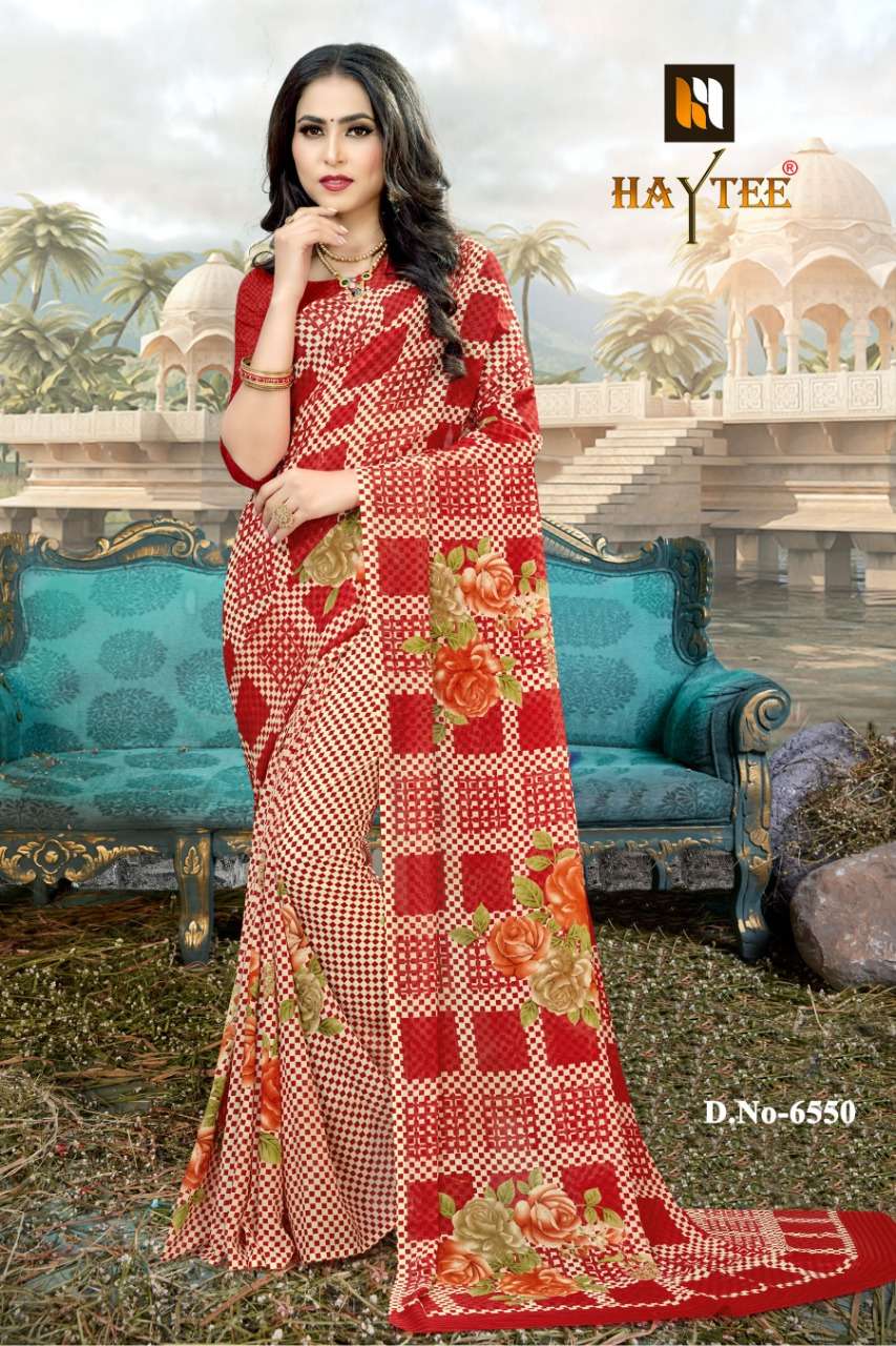DOUBLE DHAMAKA VOL-60 BY HAYTEE 6550 TO 6561 SERIES INDIAN TRADITIONAL WEAR COLLECTION BEAUTIFUL STYLISH FANCY COLORFUL PARTY WEAR & OCCASIONAL WEAR RENIAL PRINTED SAREES AT WHOLESALE PRICE