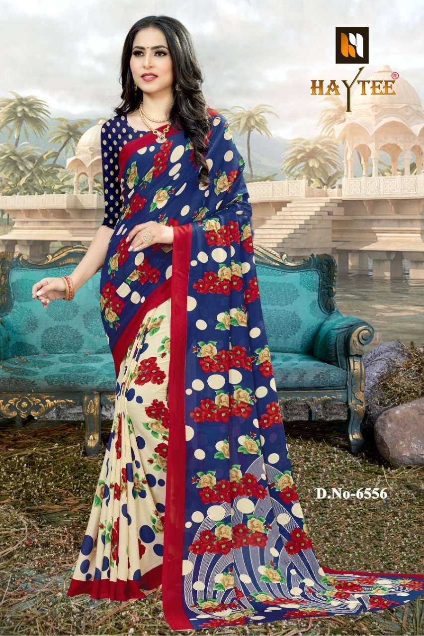 DOUBLE DHAMAKA VOL-60 BY HAYTEE 6550 TO 6561 SERIES INDIAN TRADITIONAL WEAR COLLECTION BEAUTIFUL STYLISH FANCY COLORFUL PARTY WEAR & OCCASIONAL WEAR RENIAL PRINTED SAREES AT WHOLESALE PRICE