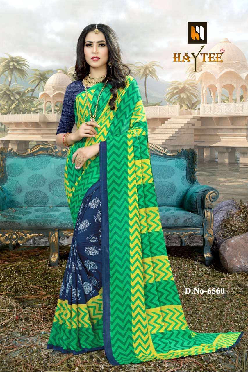 DOUBLE DHAMAKA VOL-60 BY HAYTEE 6550 TO 6561 SERIES INDIAN TRADITIONAL WEAR COLLECTION BEAUTIFUL STYLISH FANCY COLORFUL PARTY WEAR & OCCASIONAL WEAR RENIAL PRINTED SAREES AT WHOLESALE PRICE