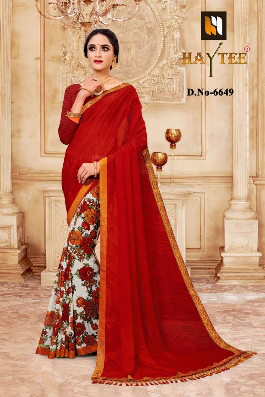 JODHA BY HAYTEE 6649 TO 6660 SERIES INDIAN TRADITIONAL WEAR COLLECTION BEAUTIFUL STYLISH FANCY COLORFUL PARTY WEAR & OCCASIONAL WEAR RENIAL PRINTED SAREES AT WHOLESALE PRICE