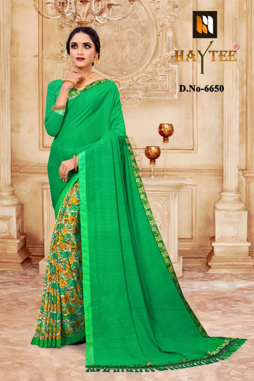 JODHA BY HAYTEE 6649 TO 6660 SERIES INDIAN TRADITIONAL WEAR COLLECTION BEAUTIFUL STYLISH FANCY COLORFUL PARTY WEAR & OCCASIONAL WEAR RENIAL PRINTED SAREES AT WHOLESALE PRICE