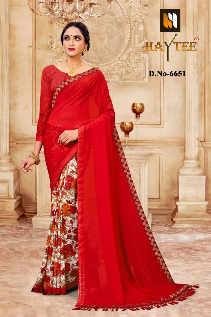 JODHA BY HAYTEE 6649 TO 6660 SERIES INDIAN TRADITIONAL WEAR COLLECTION BEAUTIFUL STYLISH FANCY COLORFUL PARTY WEAR & OCCASIONAL WEAR RENIAL PRINTED SAREES AT WHOLESALE PRICE