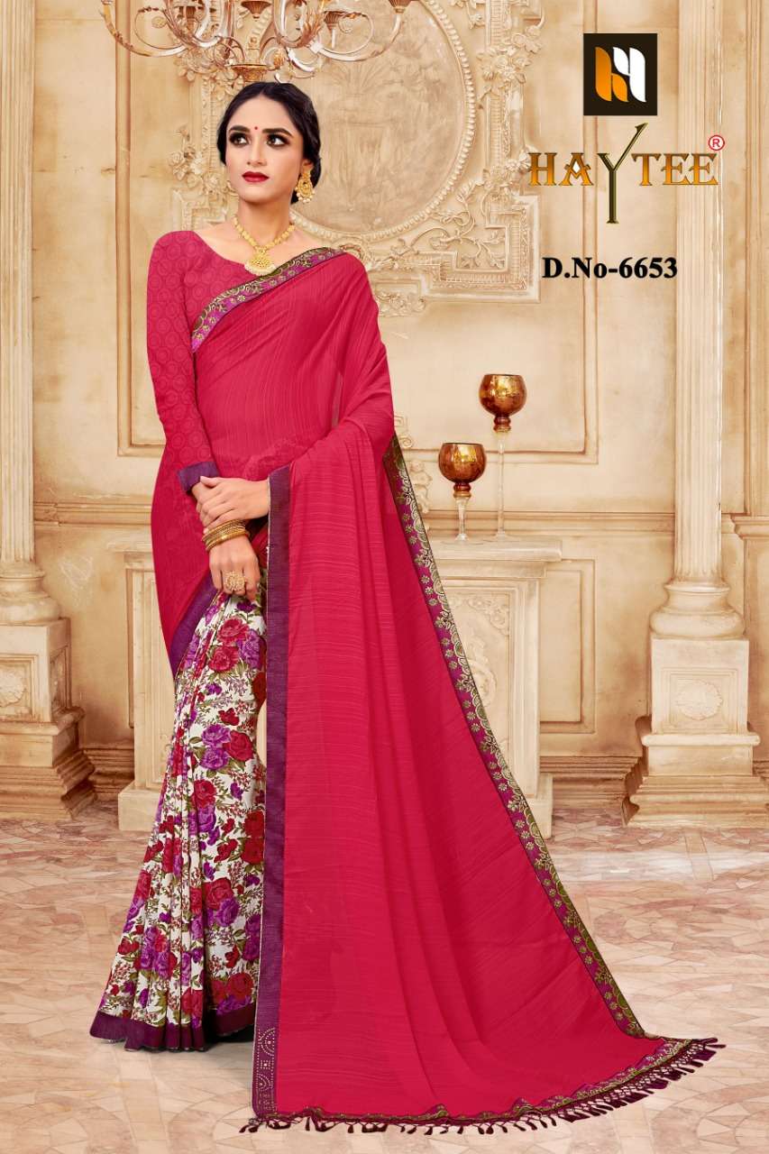 JODHA BY HAYTEE 6649 TO 6660 SERIES INDIAN TRADITIONAL WEAR COLLECTION BEAUTIFUL STYLISH FANCY COLORFUL PARTY WEAR & OCCASIONAL WEAR RENIAL PRINTED SAREES AT WHOLESALE PRICE