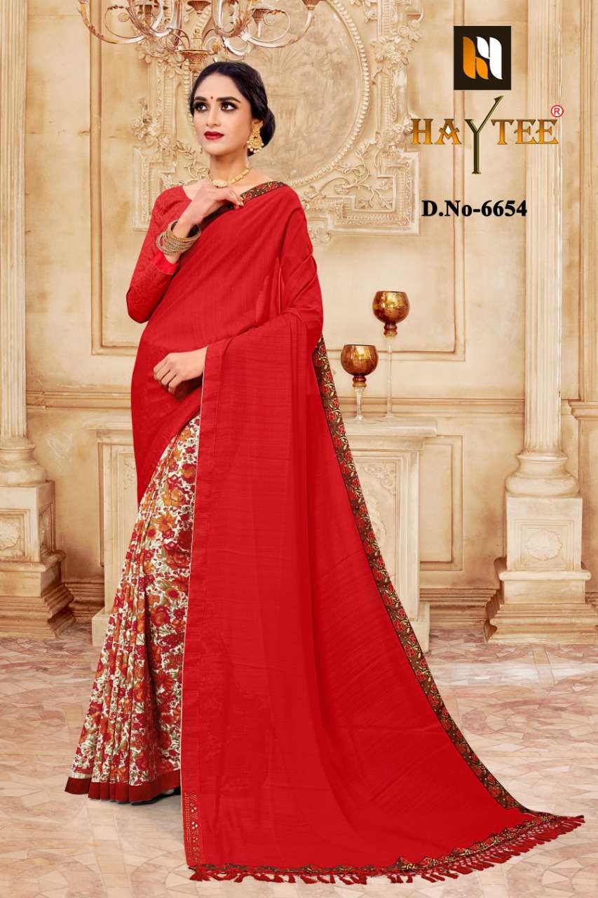 JODHA BY HAYTEE 6649 TO 6660 SERIES INDIAN TRADITIONAL WEAR COLLECTION BEAUTIFUL STYLISH FANCY COLORFUL PARTY WEAR & OCCASIONAL WEAR RENIAL PRINTED SAREES AT WHOLESALE PRICE
