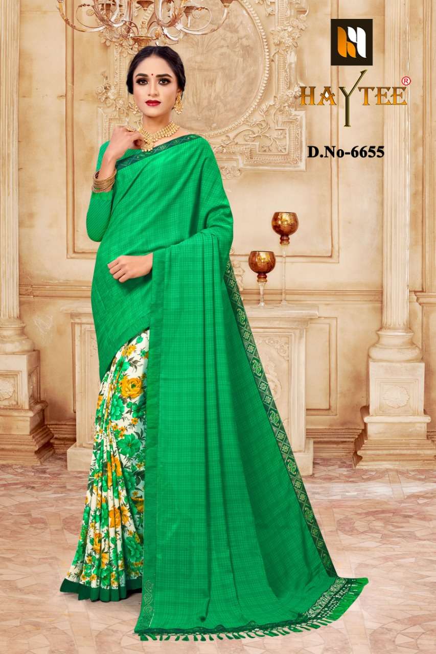 JODHA BY HAYTEE 6649 TO 6660 SERIES INDIAN TRADITIONAL WEAR COLLECTION BEAUTIFUL STYLISH FANCY COLORFUL PARTY WEAR & OCCASIONAL WEAR RENIAL PRINTED SAREES AT WHOLESALE PRICE