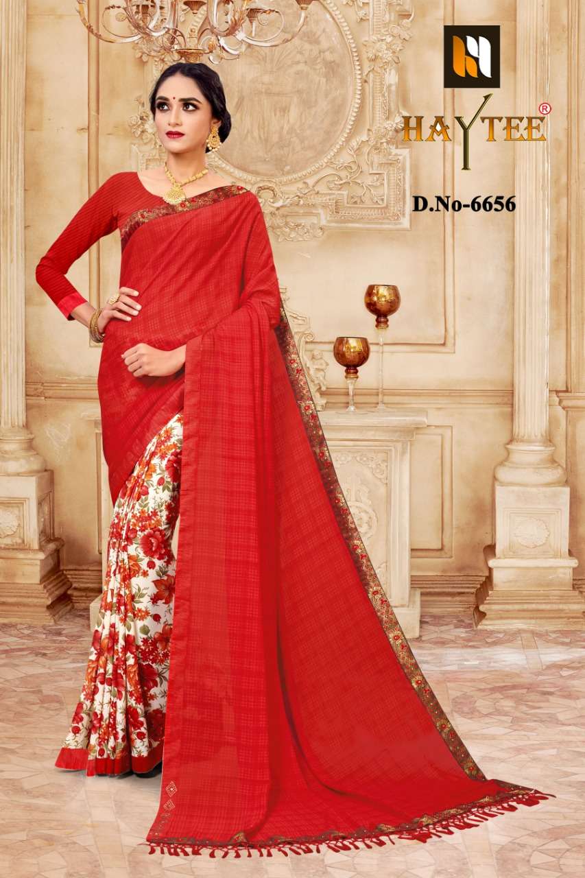 JODHA BY HAYTEE 6649 TO 6660 SERIES INDIAN TRADITIONAL WEAR COLLECTION BEAUTIFUL STYLISH FANCY COLORFUL PARTY WEAR & OCCASIONAL WEAR RENIAL PRINTED SAREES AT WHOLESALE PRICE