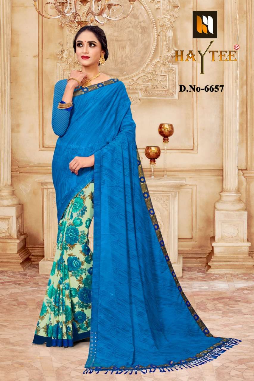 JODHA BY HAYTEE 6649 TO 6660 SERIES INDIAN TRADITIONAL WEAR COLLECTION BEAUTIFUL STYLISH FANCY COLORFUL PARTY WEAR & OCCASIONAL WEAR RENIAL PRINTED SAREES AT WHOLESALE PRICE