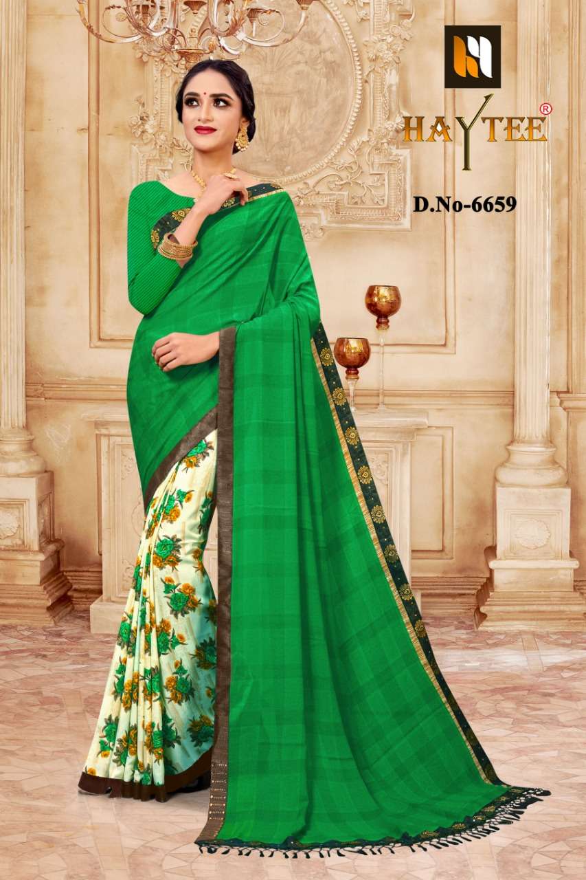 JODHA BY HAYTEE 6649 TO 6660 SERIES INDIAN TRADITIONAL WEAR COLLECTION BEAUTIFUL STYLISH FANCY COLORFUL PARTY WEAR & OCCASIONAL WEAR RENIAL PRINTED SAREES AT WHOLESALE PRICE