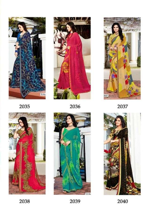 SEVEN SISTER BY ADITYA PRINTS 2035 TO 2040 SERIES INDIAN TRADITIONAL WEAR COLLECTION BEAUTIFUL STYLISH FANCY COLORFUL PARTY WEAR & OCCASIONAL WEAR GEORGETTE PRINTS SAREES AT WHOLESALE PRICE