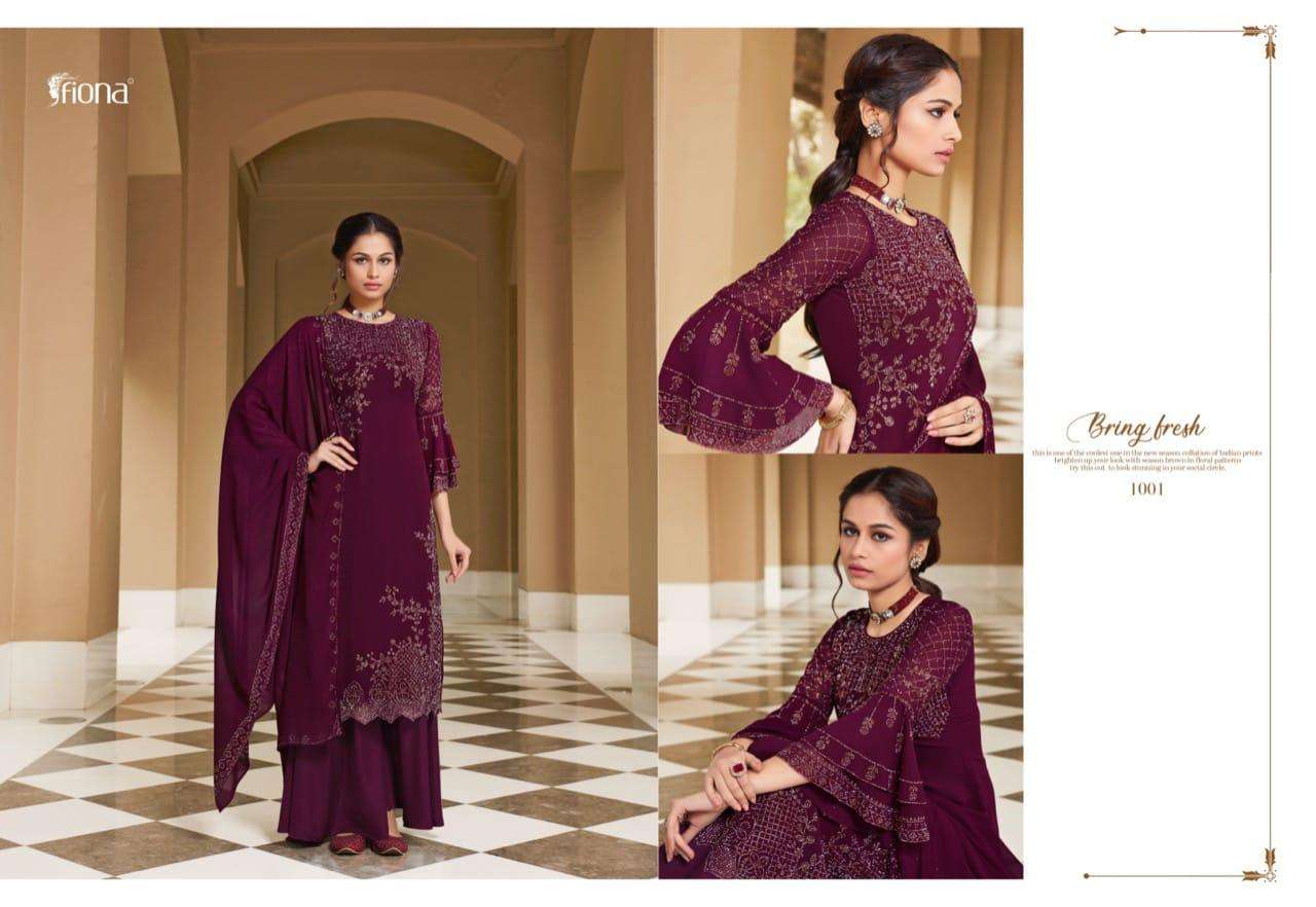 FANTASY BY FIONA 1001-A TO 1001-D SERIES BEAUTIFUL PAKISTANI SUITS COLORFUL STYLISH FANCY CASUAL WEAR & ETHNIC WEAR GEORGETTE WITH WORK DRESSES AT WHOLESALE PRICE