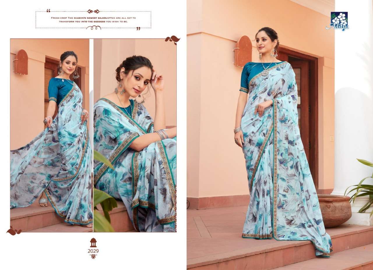 UMANG BY ADITYA PRINTS 2029 TO 2034 SERIES INDIAN TRADITIONAL WEAR COLLECTION BEAUTIFUL STYLISH FANCY COLORFUL PARTY WEAR & OCCASIONAL WEAR GEORGETTE PRINTS SAREES AT WHOLESALE PRICE