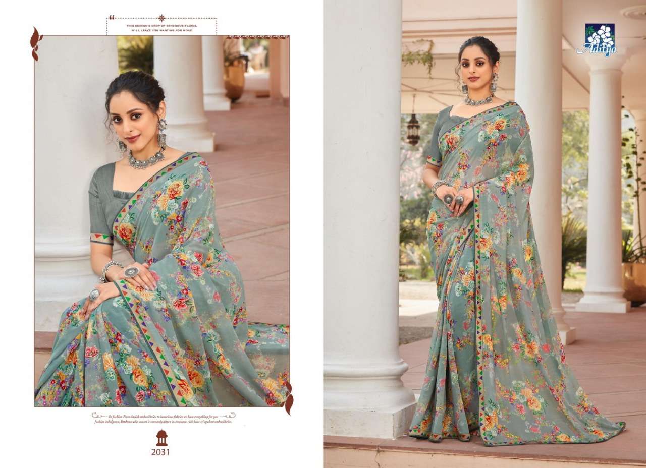 UMANG BY ADITYA PRINTS 2029 TO 2034 SERIES INDIAN TRADITIONAL WEAR COLLECTION BEAUTIFUL STYLISH FANCY COLORFUL PARTY WEAR & OCCASIONAL WEAR GEORGETTE PRINTS SAREES AT WHOLESALE PRICE