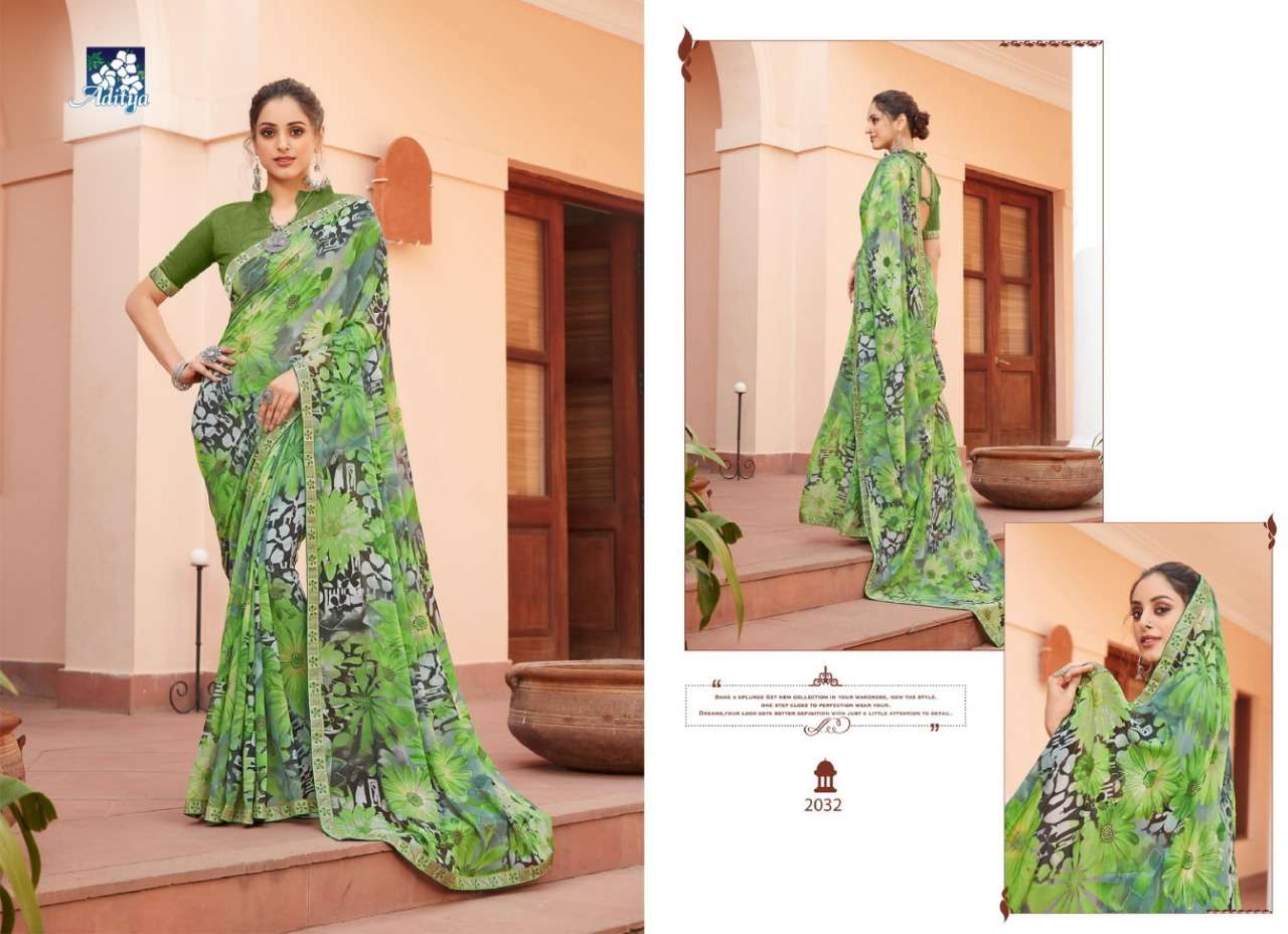 UMANG BY ADITYA PRINTS 2029 TO 2034 SERIES INDIAN TRADITIONAL WEAR COLLECTION BEAUTIFUL STYLISH FANCY COLORFUL PARTY WEAR & OCCASIONAL WEAR GEORGETTE PRINTS SAREES AT WHOLESALE PRICE