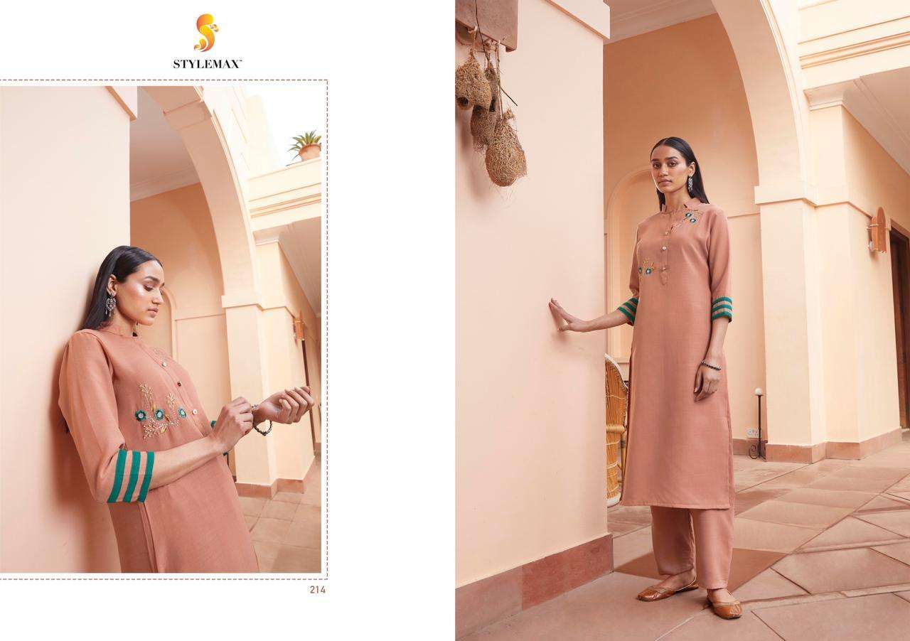 KAIRA VOL-1 BY STYLEMAX 211 TO 221 SERIES STYLISH FANCY BEAUTIFUL COLORFUL CASUAL WEAR & ETHNIC WEAR MAGIC CLUB EMBROIDERED KURTIS WITH BOTTOM AT WHOLESALE PRICE
