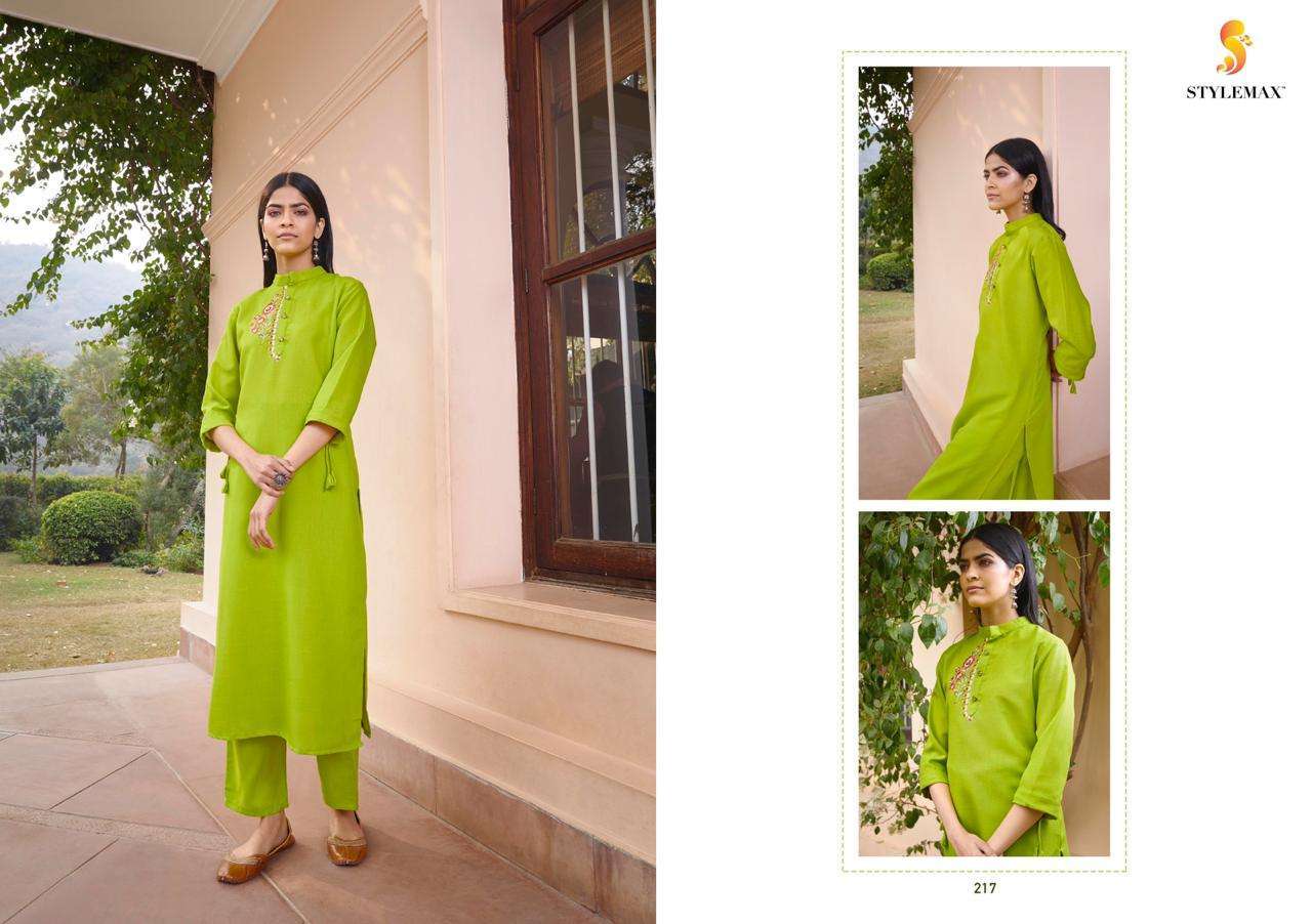 KAIRA VOL-1 BY STYLEMAX 211 TO 221 SERIES STYLISH FANCY BEAUTIFUL COLORFUL CASUAL WEAR & ETHNIC WEAR MAGIC CLUB EMBROIDERED KURTIS WITH BOTTOM AT WHOLESALE PRICE