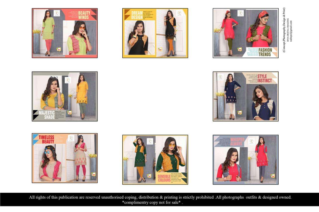 KISSMISS BY RC 201 TO 208 SERIES STYLISH FANCY BEAUTIFUL COLORFUL CASUAL WEAR & ETHNIC WEAR RAYON EMBROIDERED KURTIS AT WHOLESALE PRICE