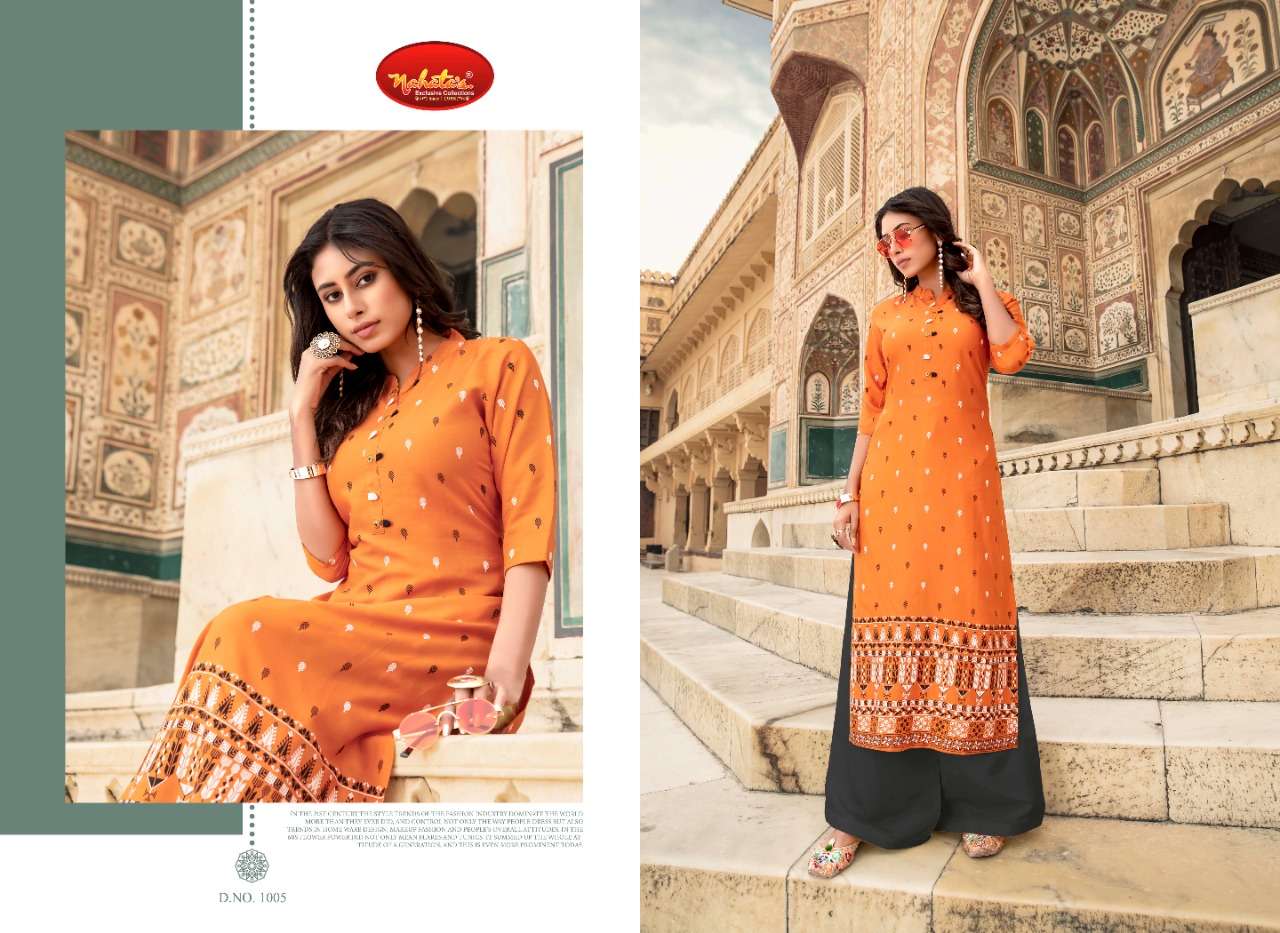 GLORIA BY NAHATAS 1001 TO 1010 SERIES STYLISH FANCY BEAUTIFUL COLORFUL CASUAL WEAR & ETHNIC WEAR LIVA RAYON KURTIS AT WHOLESALE PRICE