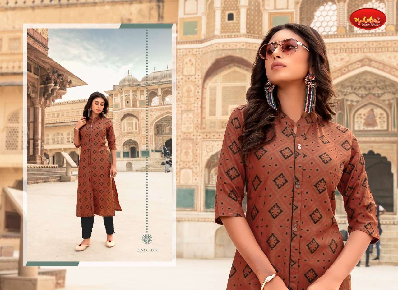 GLORIA BY NAHATAS 1001 TO 1010 SERIES STYLISH FANCY BEAUTIFUL COLORFUL CASUAL WEAR & ETHNIC WEAR LIVA RAYON KURTIS AT WHOLESALE PRICE