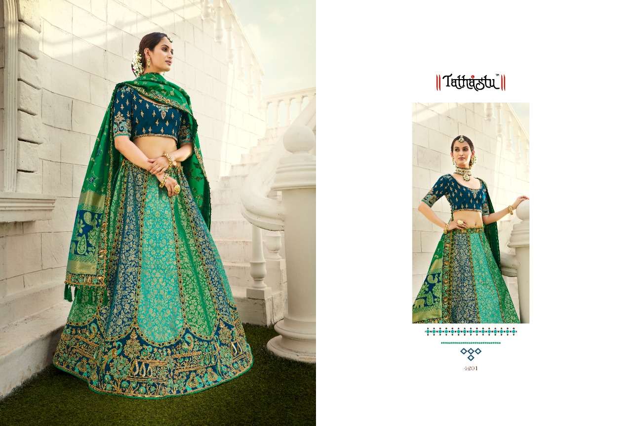 TATHASTU 4200 SERIES BY TATHASTU 4201 TO 4211 SERIES DESIGNER BEAUTIFUL NAVRATRI COLLECTION OCCASIONAL WEAR & PARTY WEAR FANCY LEHENGAS AT WHOLESALE PRICE