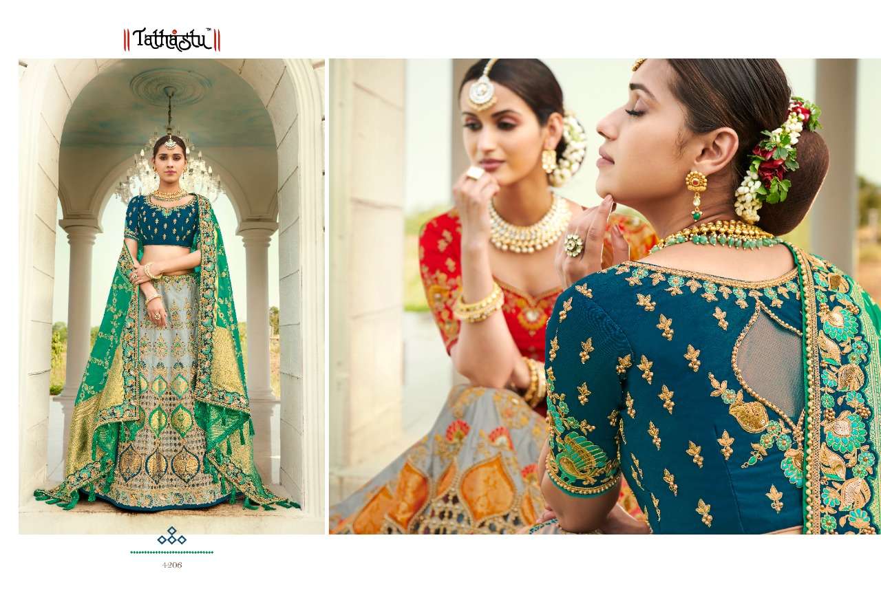 TATHASTU 4200 SERIES BY TATHASTU 4201 TO 4211 SERIES DESIGNER BEAUTIFUL NAVRATRI COLLECTION OCCASIONAL WEAR & PARTY WEAR FANCY LEHENGAS AT WHOLESALE PRICE