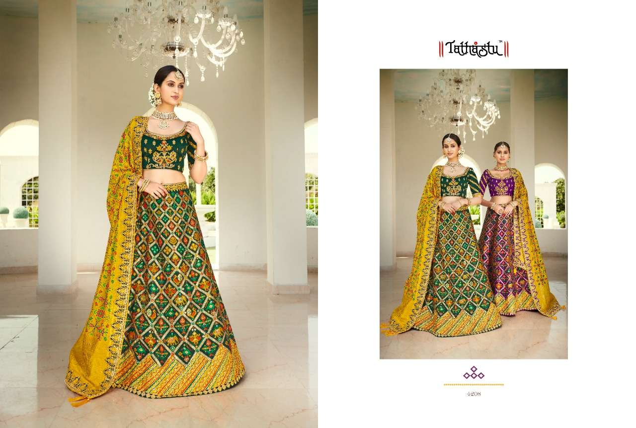 TATHASTU 4200 SERIES BY TATHASTU 4201 TO 4211 SERIES DESIGNER BEAUTIFUL NAVRATRI COLLECTION OCCASIONAL WEAR & PARTY WEAR FANCY LEHENGAS AT WHOLESALE PRICE