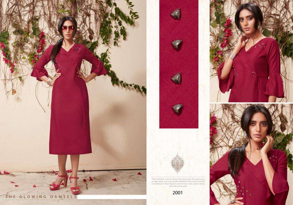 AMBER VOL-2 BY VASTRA MODA 2001 TO 2008 SERIES BEAUTIFUL STYLISH FANCY COLORFUL CASUAL WEAR & ETHNIC WEAR & READY TO WEAR PREMIUM SLUB EMBROIDERED KURTIS AT WHOLESALE PRICE